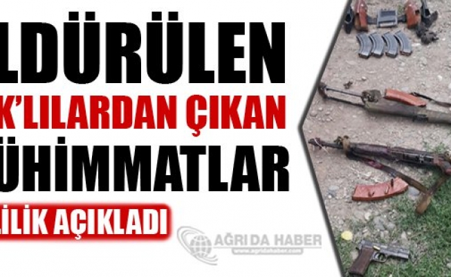 Ağrı Valiliği Öldürülen 3 PKKlıdan çıkan Mühimmatları Açıkladı