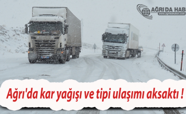 Ağrıda kar yağışı ve tipi ulaşımı aksaktı !